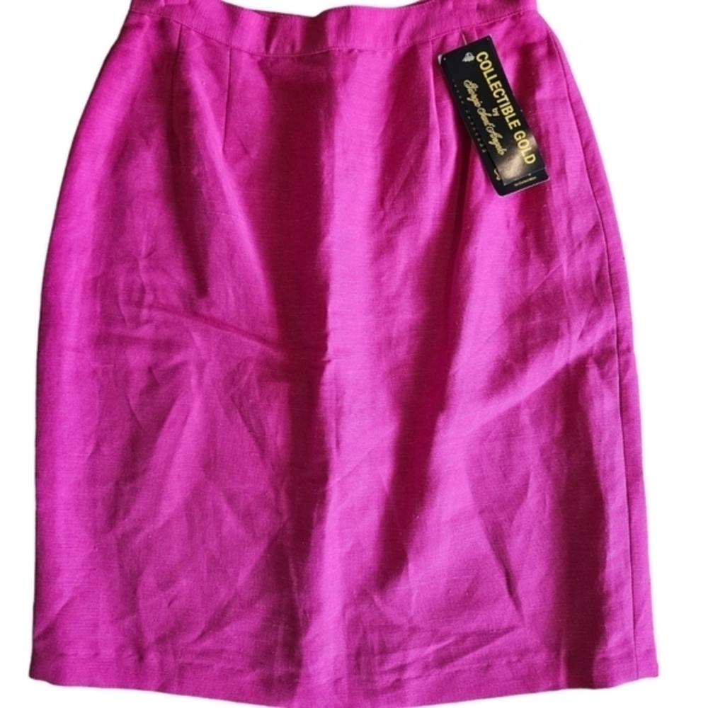 NWT‎ Vintage Giorgio Sant Angelo Midi lined linen Blend skirt Collectible Gold 8